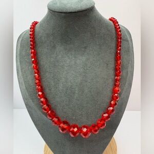 Antique Victorian red glass necklace